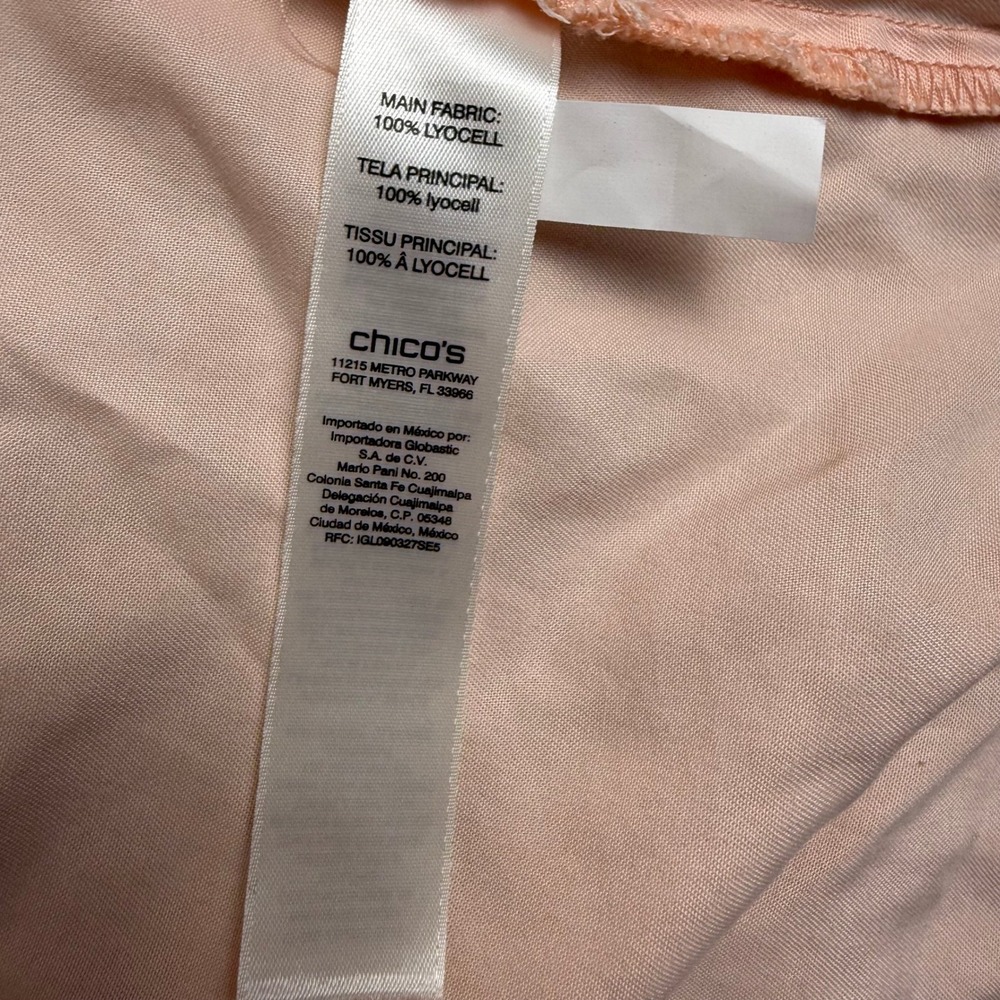 Chico's Drape Front Jacket Lightweight Button Detail Peach Size 3 XL Cottagecore - Picture 3 of 11